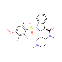 COc1cc(C)c(S(=O)(=O)N2C[C@H](C(=O)N(C)C3CCN(C)CC3)c3ccccc32)c(C)c1C ZINC000049785408