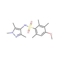 COc1cc(C)c(S(=O)(=O)Nc2c(C)nn(C)c2C)c(C)c1C ZINC000082149618