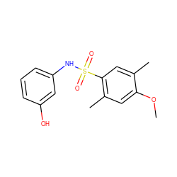 COc1cc(C)c(S(=O)(=O)Nc2cccc(O)c2)cc1C ZINC000032601903