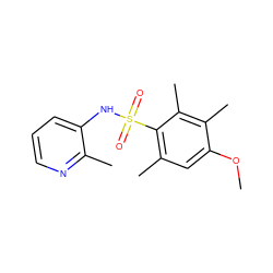 COc1cc(C)c(S(=O)(=O)Nc2cccnc2C)c(C)c1C ZINC000073280240