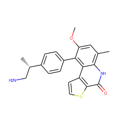 COc1cc(C)c2[nH]c(=O)c3sccc3c2c1-c1ccc([C@@H](C)CN)cc1 ZINC000149236216