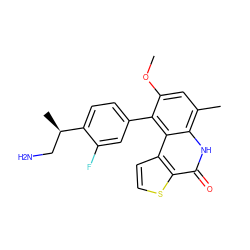 COc1cc(C)c2[nH]c(=O)c3sccc3c2c1-c1ccc([C@H](C)CN)c(F)c1 ZINC000164994870