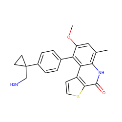 COc1cc(C)c2[nH]c(=O)c3sccc3c2c1-c1ccc(C2(CN)CC2)cc1 ZINC000165343314