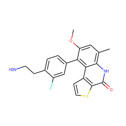 COc1cc(C)c2[nH]c(=O)c3sccc3c2c1-c1ccc(CCN)c(F)c1 ZINC000164900108