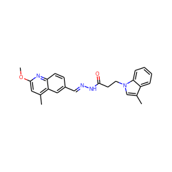 COc1cc(C)c2cc(/C=N/NC(=O)CCn3cc(C)c4ccccc43)ccc2n1 ZINC000115596799