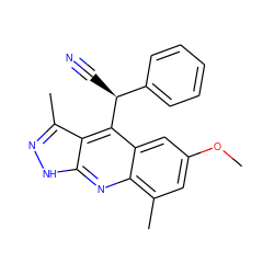 COc1cc(C)c2nc3[nH]nc(C)c3c([C@@H](C#N)c3ccccc3)c2c1 ZINC000073199092