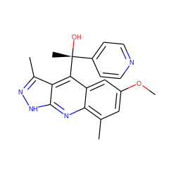 COc1cc(C)c2nc3[nH]nc(C)c3c([C@](C)(O)c3ccncc3)c2c1 ZINC000073199699