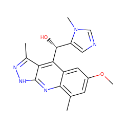 COc1cc(C)c2nc3[nH]nc(C)c3c([C@H](O)c3cncn3C)c2c1 ZINC000073199101