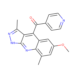 COc1cc(C)c2nc3[nH]nc(C)c3c(C(=O)c3ccncc3)c2c1 ZINC000073199703