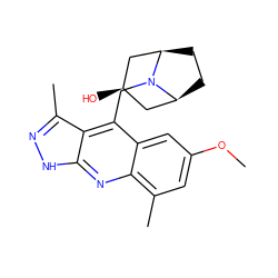 COc1cc(C)c2nc3[nH]nc(C)c3c(CN3[C@H]4CC[C@@H]3C[C@H](O)C4)c2c1 ZINC000101465275