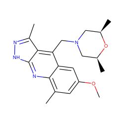 COc1cc(C)c2nc3[nH]nc(C)c3c(CN3C[C@H](C)O[C@H](C)C3)c2c1 ZINC000073165042