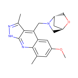 COc1cc(C)c2nc3[nH]nc(C)c3c(CN3C[C@H]4C[C@H]3CO4)c2c1 ZINC000254120862