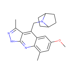 COc1cc(C)c2nc3[nH]nc(C)c3c(CN3C4CCC3CC4)c2c1 ZINC000073164340