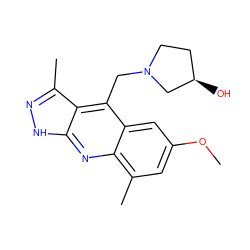 COc1cc(C)c2nc3[nH]nc(C)c3c(CN3CC[C@@H](O)C3)c2c1 ZINC000073157523