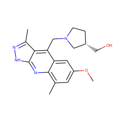 COc1cc(C)c2nc3[nH]nc(C)c3c(CN3CC[C@H](CO)C3)c2c1 ZINC000073163259