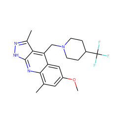 COc1cc(C)c2nc3[nH]nc(C)c3c(CN3CCC(C(F)(F)F)CC3)c2c1 ZINC000073157517