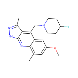 COc1cc(C)c2nc3[nH]nc(C)c3c(CN3CCC(F)CC3)c2c1 ZINC000073166971