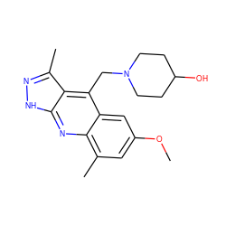 COc1cc(C)c2nc3[nH]nc(C)c3c(CN3CCC(O)CC3)c2c1 ZINC000073166970