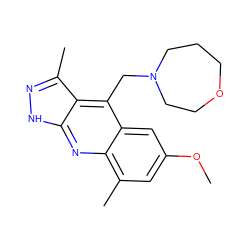 COc1cc(C)c2nc3[nH]nc(C)c3c(CN3CCCOCC3)c2c1 ZINC000072284434