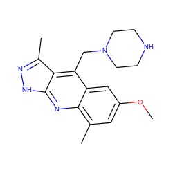 COc1cc(C)c2nc3[nH]nc(C)c3c(CN3CCNCC3)c2c1 ZINC000073165045