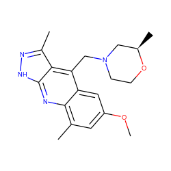 COc1cc(C)c2nc3[nH]nc(C)c3c(CN3CCO[C@H](C)C3)c2c1 ZINC000073163264