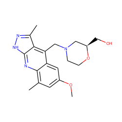 COc1cc(C)c2nc3[nH]nc(C)c3c(CN3CCO[C@H](CO)C3)c2c1 ZINC000073163270