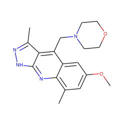 COc1cc(C)c2nc3[nH]nc(C)c3c(CN3CCOCC3)c2c1 ZINC000073240514