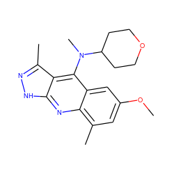 COc1cc(C)c2nc3[nH]nc(C)c3c(N(C)C3CCOCC3)c2c1 ZINC000073167799