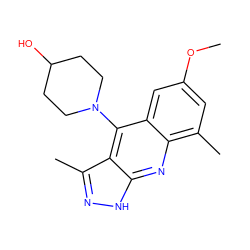 COc1cc(C)c2nc3[nH]nc(C)c3c(N3CCC(O)CC3)c2c1 ZINC000073195811