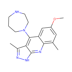 COc1cc(C)c2nc3[nH]nc(C)c3c(N3CCCNCC3)c2c1 ZINC000073165704