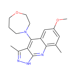 COc1cc(C)c2nc3[nH]nc(C)c3c(N3CCCOCC3)c2c1 ZINC000073165698