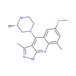 COc1cc(C)c2nc3[nH]nc(C)c3c(N3CCN[C@@H](C)C3)c2c1 ZINC000095571710