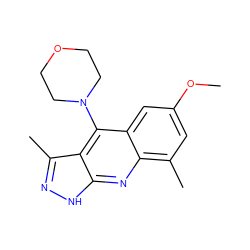 COc1cc(C)c2nc3[nH]nc(C)c3c(N3CCOCC3)c2c1 ZINC000068206223