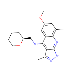 COc1cc(C)c2nc3[nH]nc(C)c3c(NC[C@@H]3CCCCO3)c2c1 ZINC000082157541