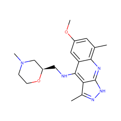 COc1cc(C)c2nc3[nH]nc(C)c3c(NC[C@@H]3CN(C)CCO3)c2c1 ZINC000073167788