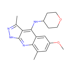 COc1cc(C)c2nc3[nH]nc(C)c3c(NC3CCOCC3)c2c1 ZINC000073196879