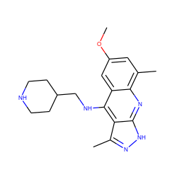 COc1cc(C)c2nc3[nH]nc(C)c3c(NCC3CCNCC3)c2c1 ZINC000073167795