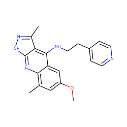 COc1cc(C)c2nc3[nH]nc(C)c3c(NCCc3ccncc3)c2c1 ZINC000073196878