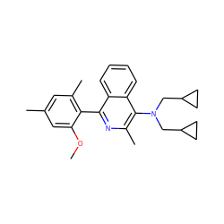 COc1cc(C)cc(C)c1-c1nc(C)c(N(CC2CC2)CC2CC2)c2ccccc12 ZINC000029037820