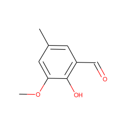 COc1cc(C)cc(C=O)c1O ZINC000004290756