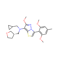 COc1cc(C)cc(OC)c1-c1csc2c(N(CC3CC3)C[C@@H]3CCOC3)c(OC)nn12 ZINC000096172550