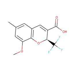 COc1cc(C)cc2c1O[C@H](C(F)(F)F)C(C(=O)O)=C2 ZINC000064560651