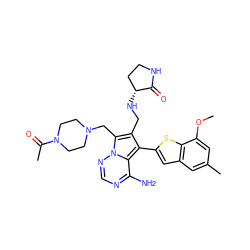 COc1cc(C)cc2cc(-c3c(CN[C@@H]4CCNC4=O)c(CN4CCN(C(C)=O)CC4)n4ncnc(N)c34)sc12 ZINC000217878316