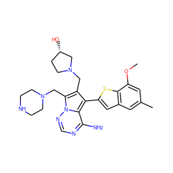 COc1cc(C)cc2cc(-c3c(CN4CC[C@H](O)C4)c(CN4CCNCC4)n4ncnc(N)c34)sc12 ZINC000220095148