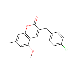 COc1cc(C)cc2oc(=O)c(Cc3ccc(Cl)cc3)cc12 ZINC000040891817