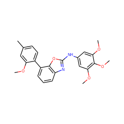 COc1cc(C)ccc1-c1cccc2nc(Nc3cc(OC)c(OC)c(OC)c3)oc12 ZINC000169328313