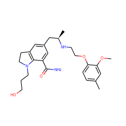 COc1cc(C)ccc1OCCN[C@H](C)Cc1cc2c(c(C(N)=O)c1)N(CCCO)CC2 ZINC000653831293