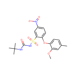 COc1cc(C)ccc1Oc1ccc([N+](=O)[O-])cc1S(=O)(=O)NC(=O)NC(C)(C)C ZINC000028710515