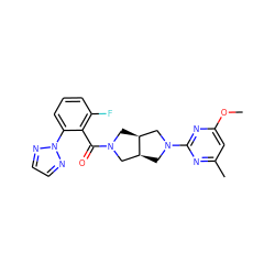 COc1cc(C)nc(N2C[C@H]3CN(C(=O)c4c(F)cccc4-n4nccn4)C[C@H]3C2)n1 ZINC000116822524