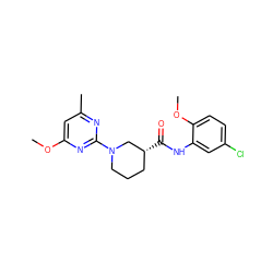 COc1cc(C)nc(N2CCC[C@@H](C(=O)Nc3cc(Cl)ccc3OC)C2)n1 ZINC000001344073